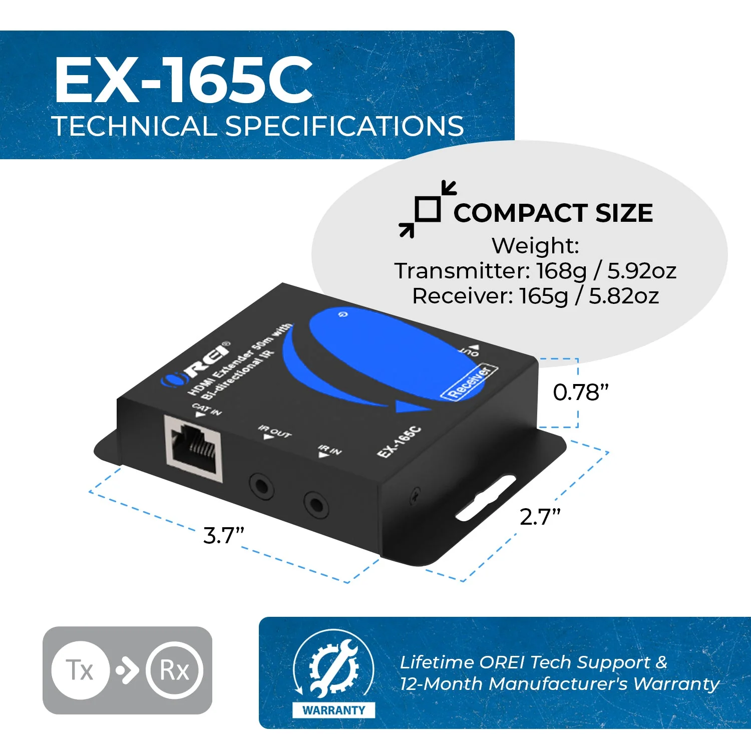 1080p HDMI Extender Over CAT6/7 Cables upto 165 ft with IR Control (EX-165C) - Image 5