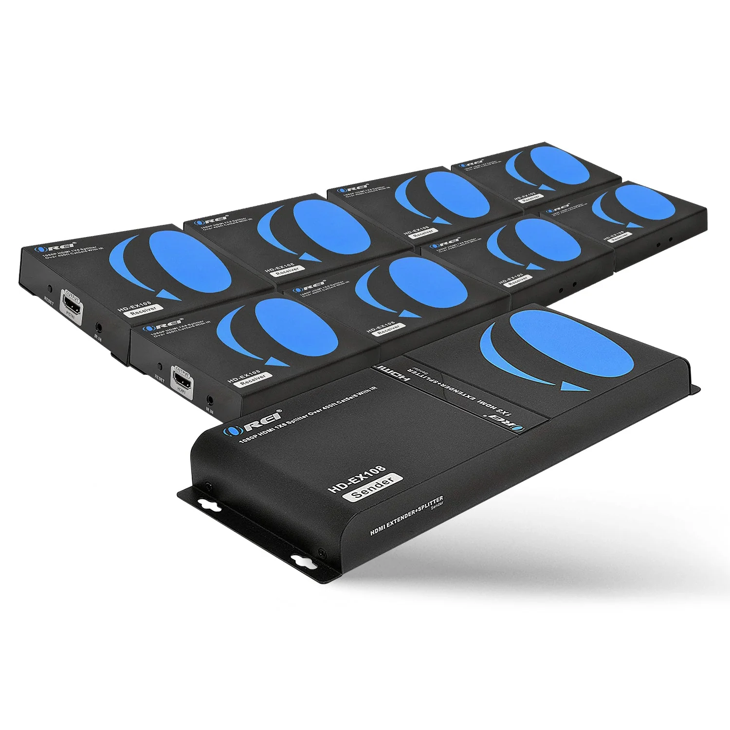 1x8 HDMI Extender Splitter Over CAT6/6a/7 Up to 400 Ft @1080p (HD-EX108)