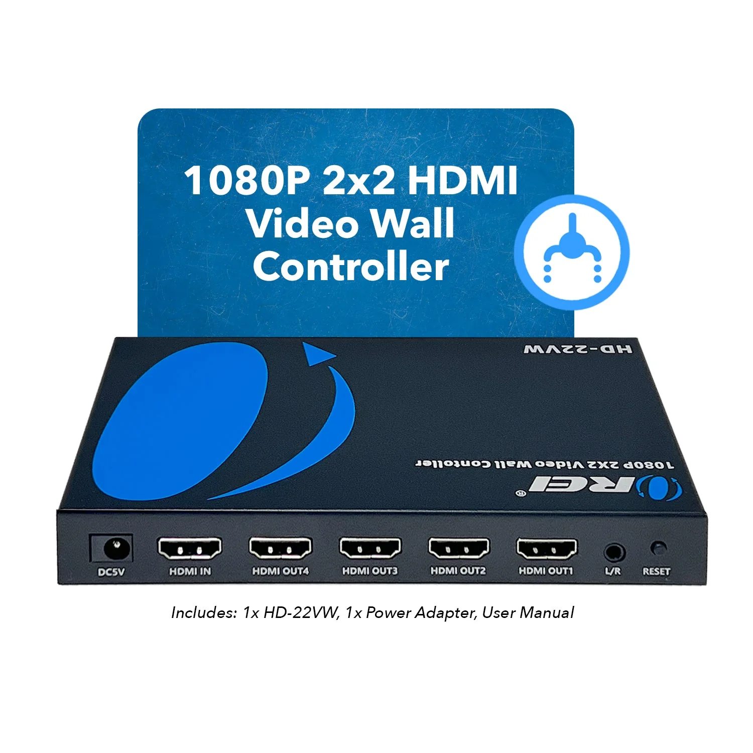 2x2 Full HD Video Wall Controller with Audio Extraction & RS-232 (HD-22VW) - Image 3