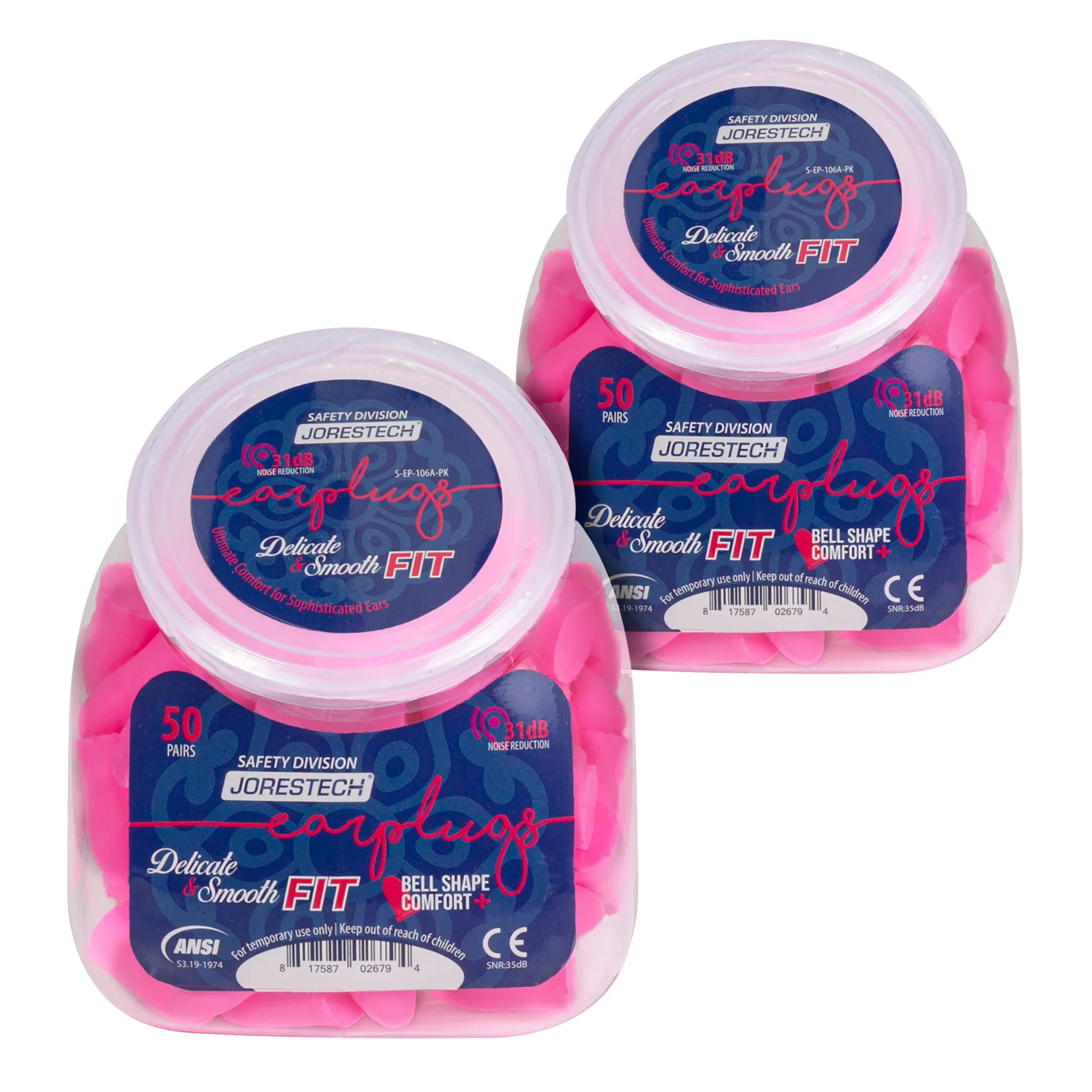 31dB NRR Bell-Shaped Soft Foam Earplugs - 50 Pairs - Image 4