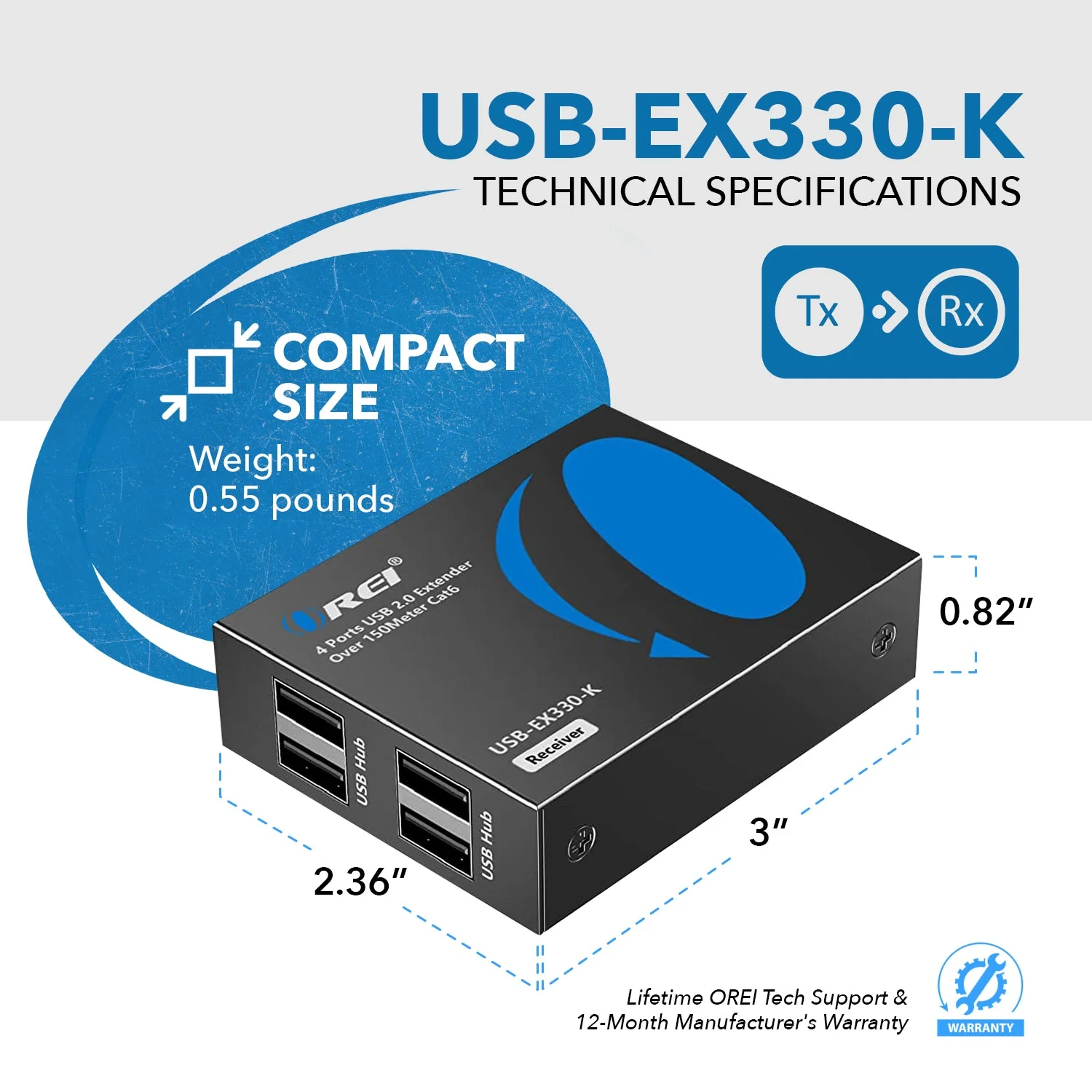 4 Port USB Extender Over CAT 6 Up To 330 Feet (USB-EX330-K) - Image 5