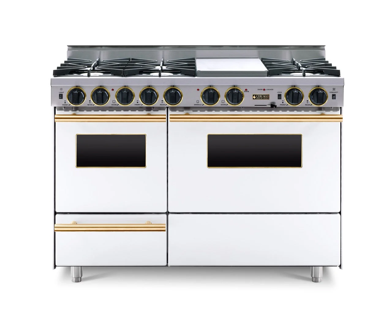 Chicago Brick Oven - 48” LP Gas True Dual-Fuel Self-Cleaning Convection Range - Open Burners - Image 8