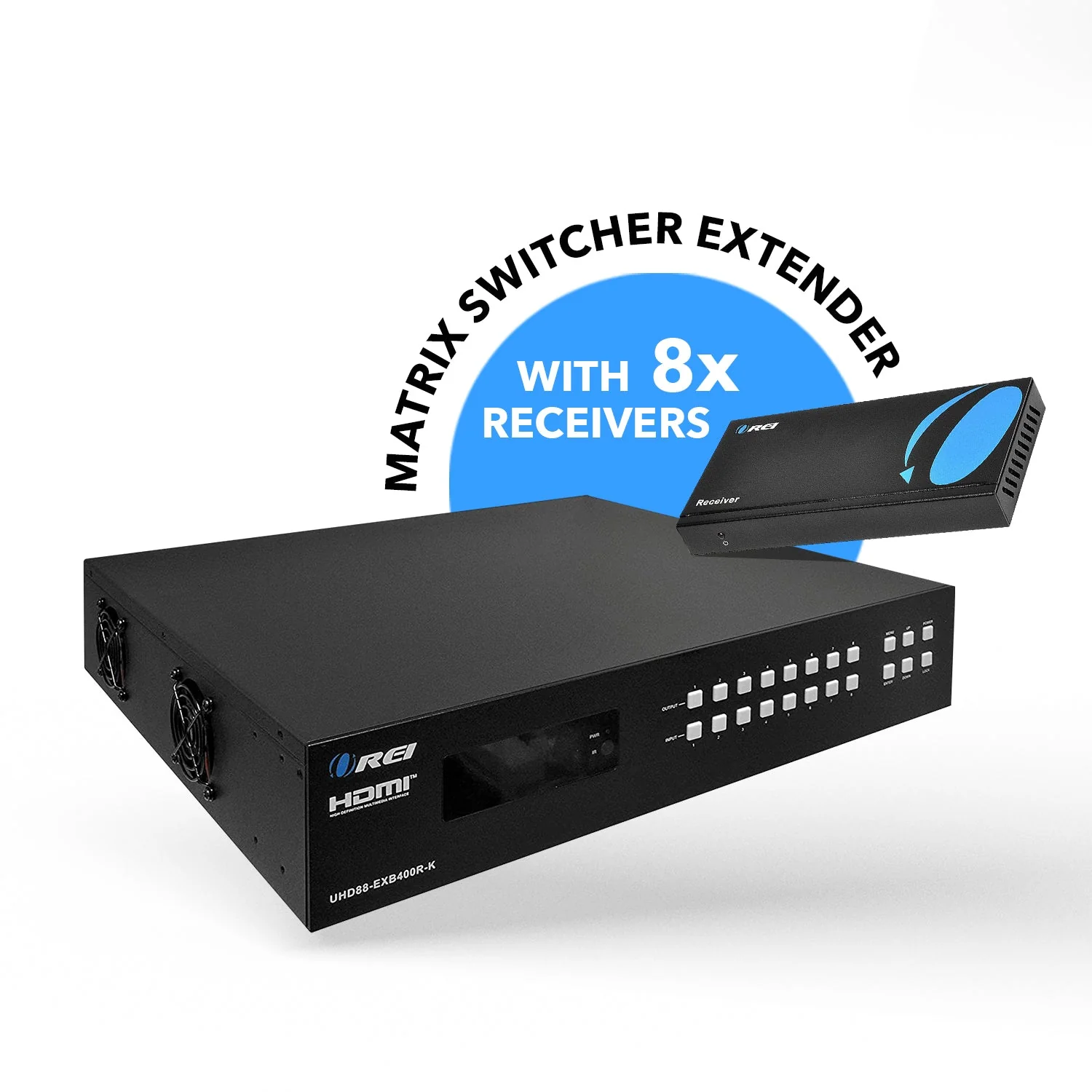 4K 8x8 HDMI Matrix Switcher Extender & HDBaseT Over CAT5e/6/7 Cable Up To 400 Feet (UHD88-EXB400R-K) - Image 2