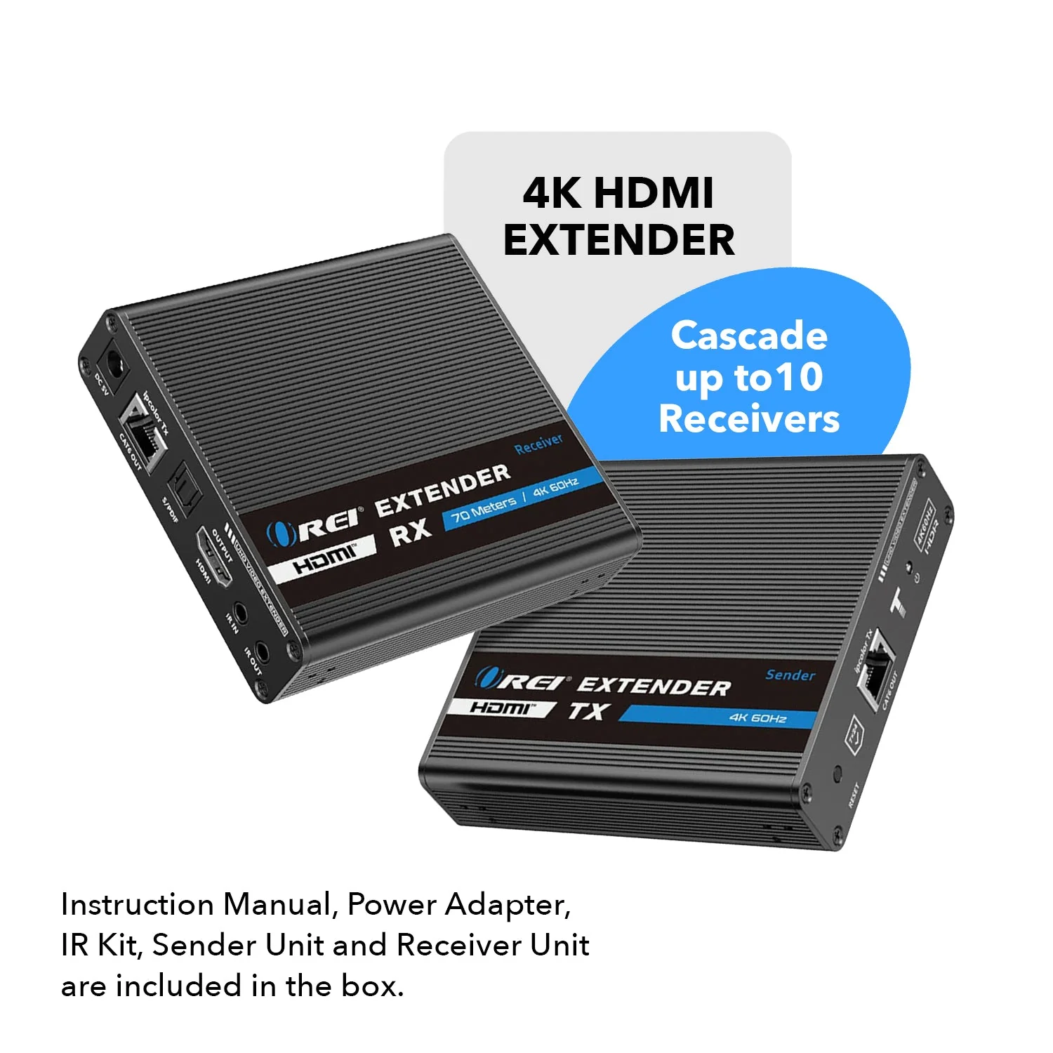 4K HDMI Extender Balun up to 230Ft Over CAT6/7 - One to Many Cascade 4K@60Hz 4:4:4 with HDR, Downscaling (UHD-IPC230-CS) - Image 2