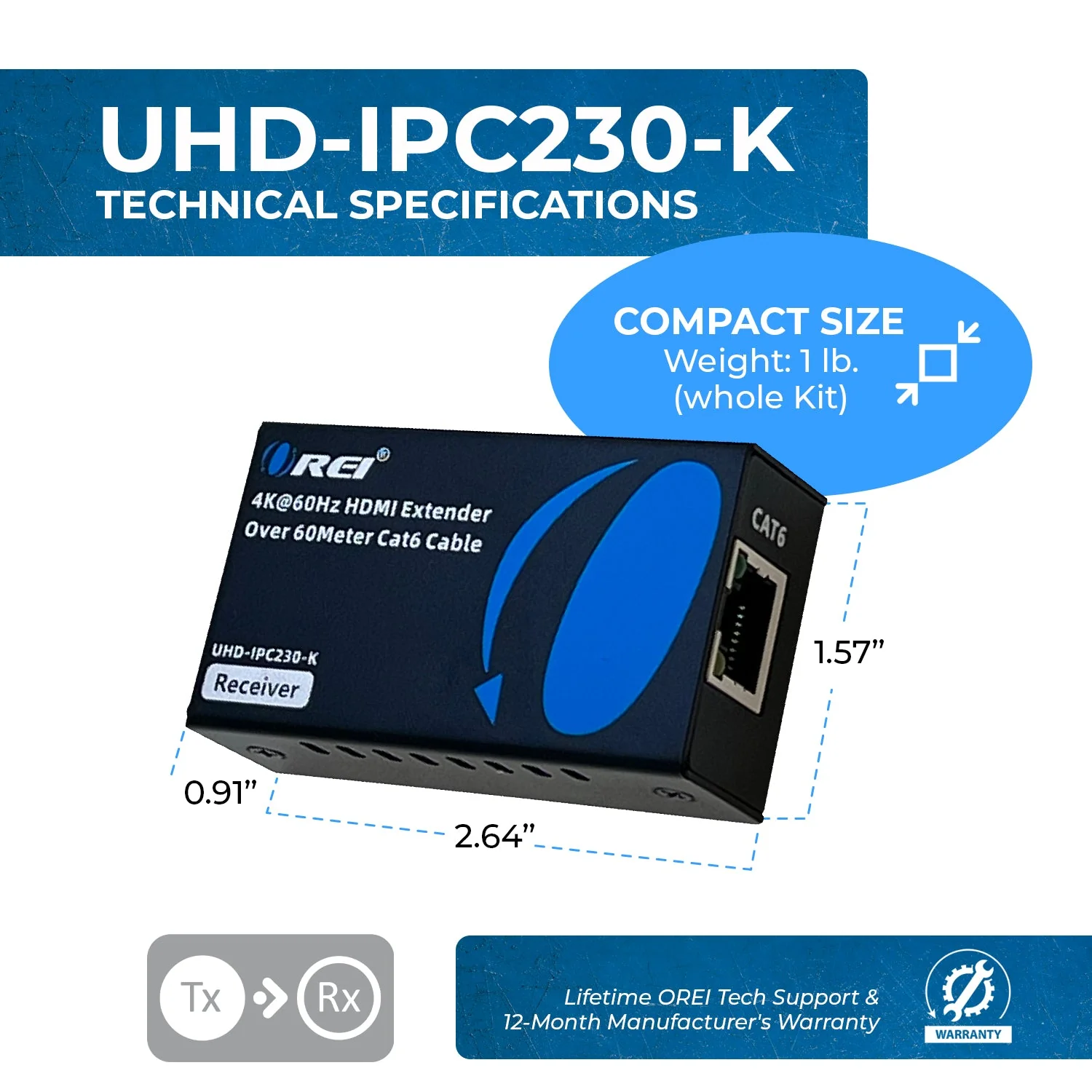 4K HDMI Extender Over CAT6/7 -230 ft - EDID & Power Over Cable  (UHD-IPC230-K) - Image 4
