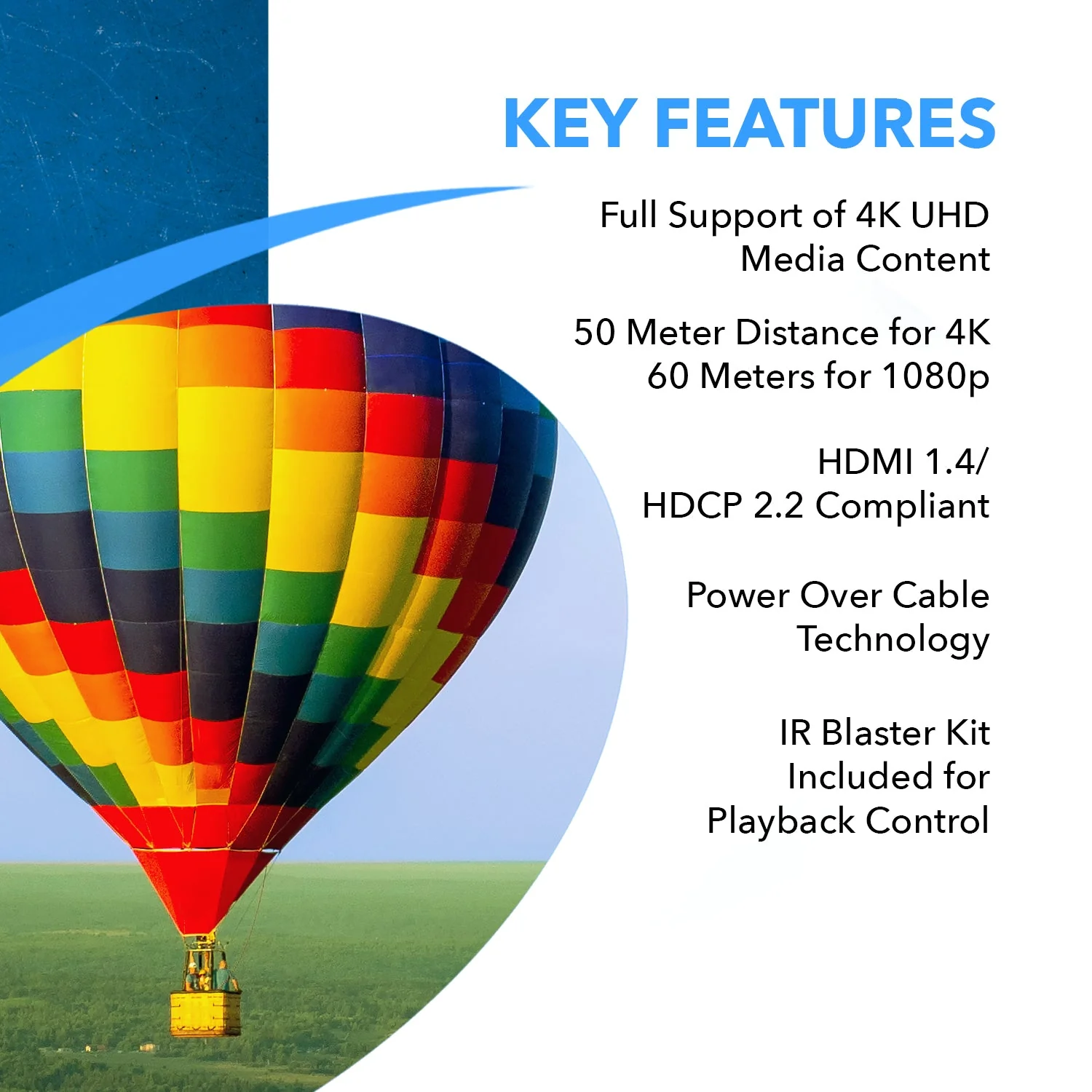 4K HDMI Extender Over CAT6/7 up to 165ft with PoC & Bi-directional IR (EX-150C) - Image 8