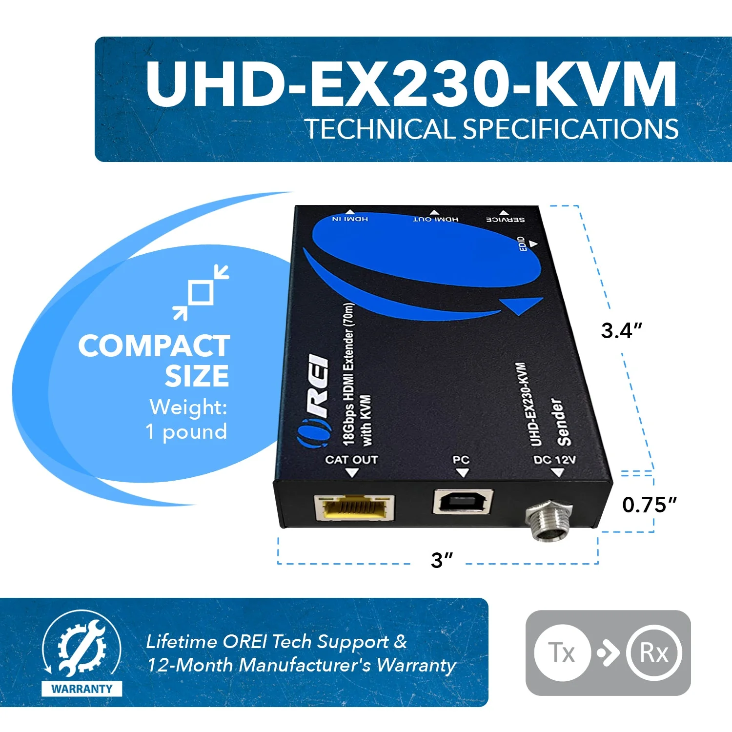 4K HDMI Extender Over CAT6/7 With KVM & HDMI Loop-Out 4K@60Hz Up To 230 Ft (UHD-EX230-KVM) - Image 8