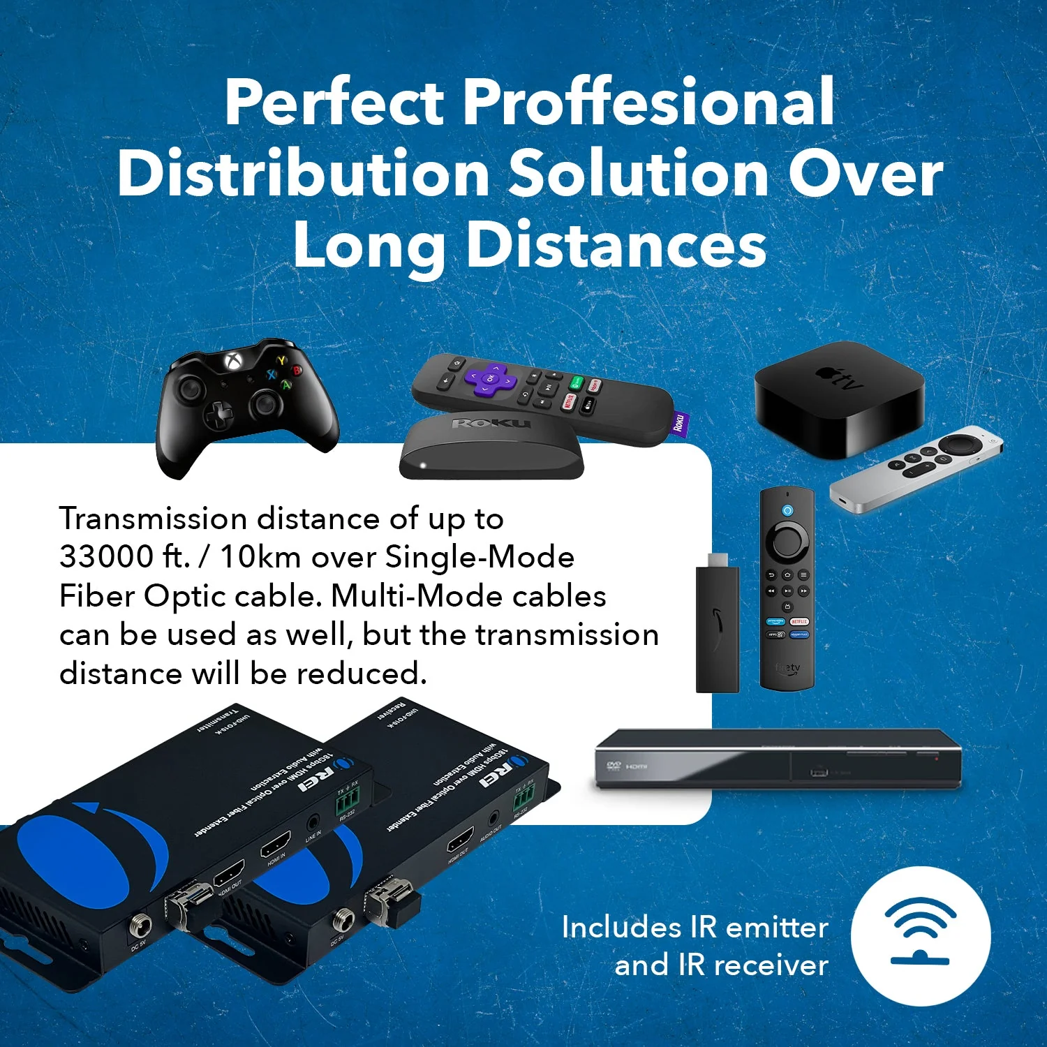 4K HDMI over Optical Fiber Extender with Audio Extraction and Bi-Directional IR (UHD-FO10-K) - Image 4