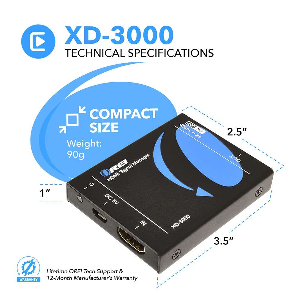 4K HDMI Signal Manager Supports HDMI 2.0, HDCP 2.3 - Downscale from 4K to 1080p (XD-3000) - Image 5