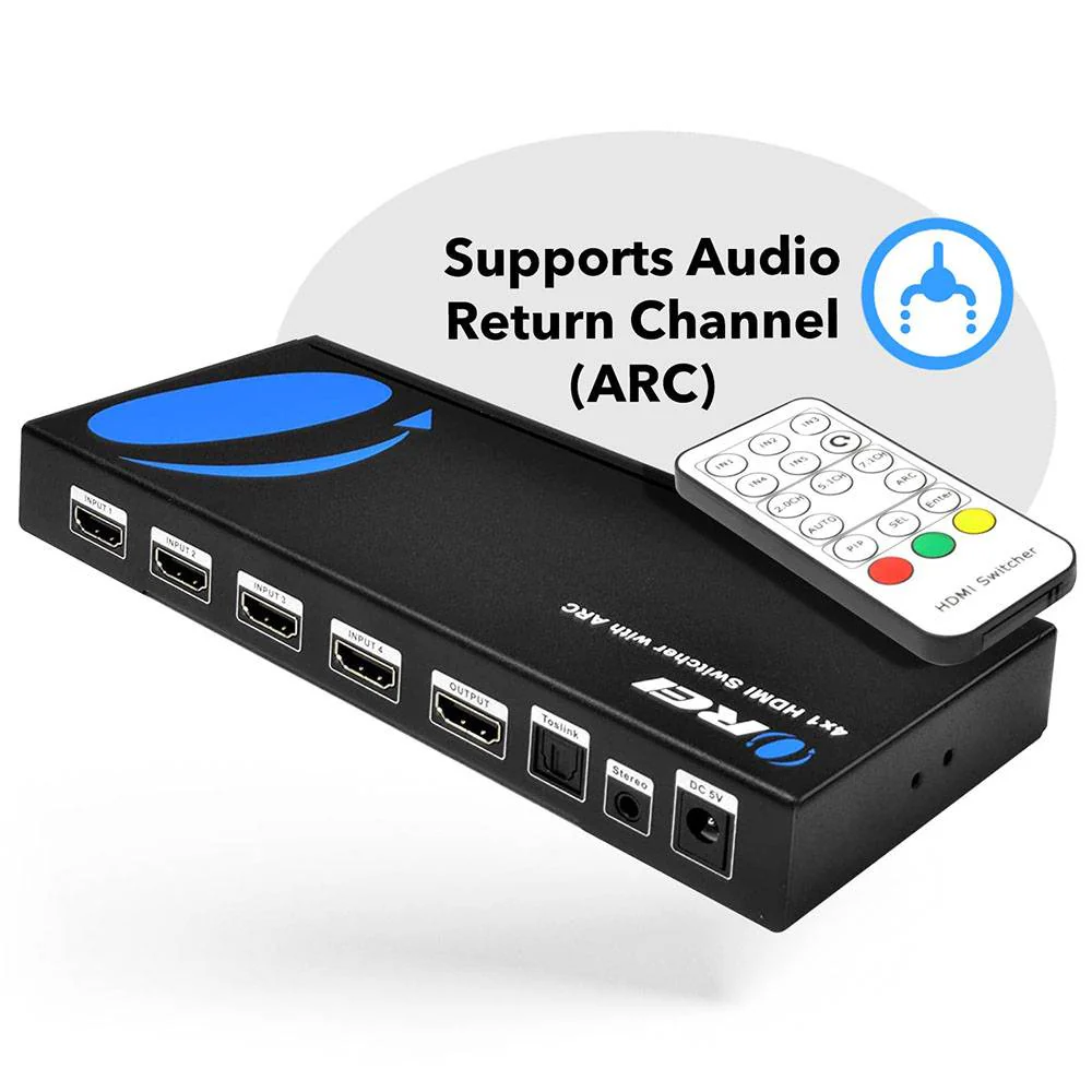 4K HDMI Switcher 4 x 1 Switch with ARC Audio Extractor (HDS-401) - Image 3