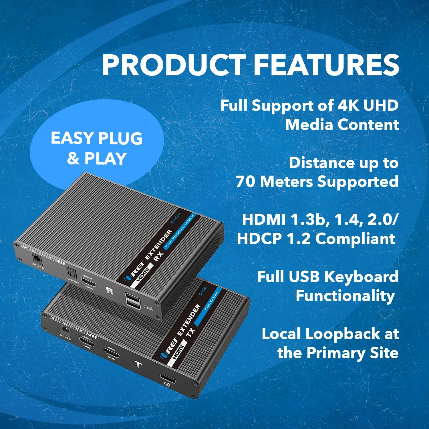 4K KVM HDMI Extender Over CAT6/CAT7 Cable Up to 230 Ft Keyboard & Mouse Over Network (UHD-IPC230-KVM) - Image 7