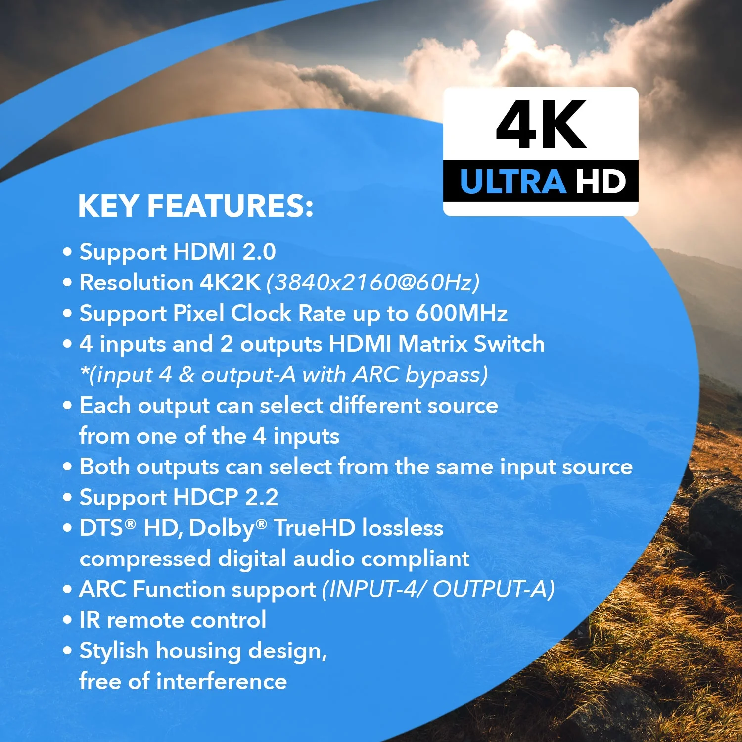 4x2 HDMI Matrix up to 4K@60Hz with ARC (UHD-402) - Image 5