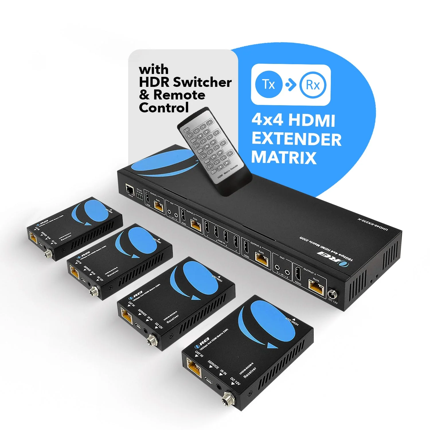 4x4 HDMI Matrix Extender - UltraHD 4K@60Hz Over Single CAT6/7 Cable (UHD48-EX230-K) - Image 3