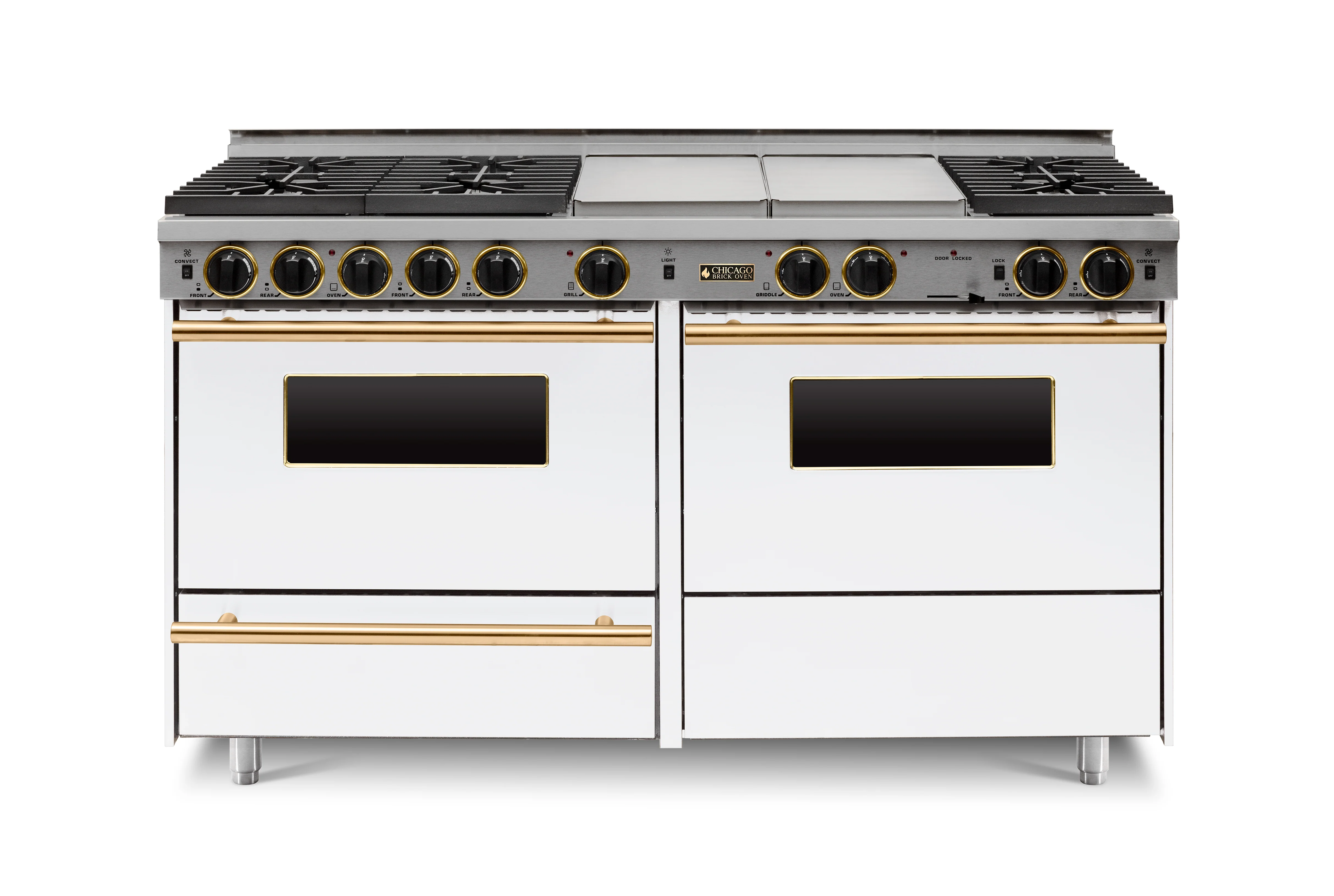 Chicago Brick Oven - 60" LP Gas True Dual-Fuel Self-Cleaning Convection Range - Sealed Burners - Image 8