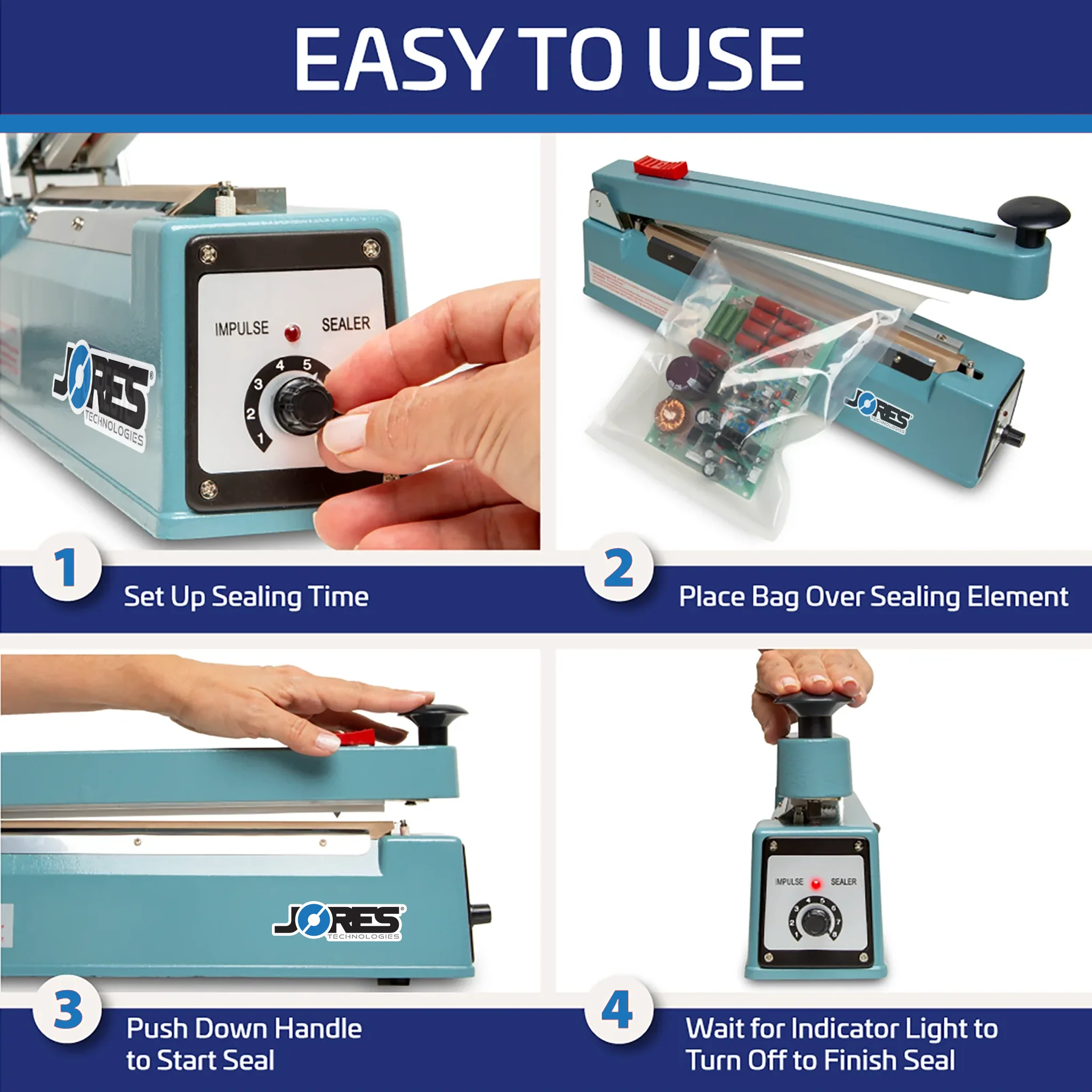 8” Manual Impulse Bag Sealer with Cutter - Image 5