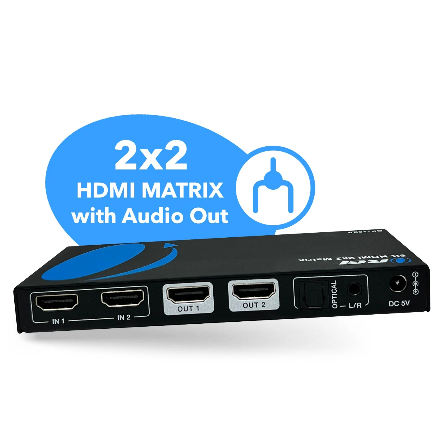 8K HDMI 2x2 Matrix Switcher with Audio Extraction (BK-202A) - Image 2
