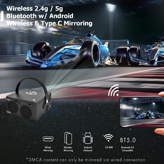 AAXA P6 Ultimate DLP Portable Projector, 6 Hour Battery, Wireless Mirroring, WiFi/BT - Image 3