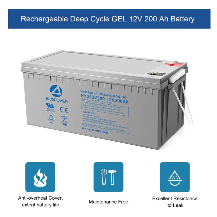 Acopower 100W mono
RV System
Gel Battery 800ah3kw 800w - Image 3