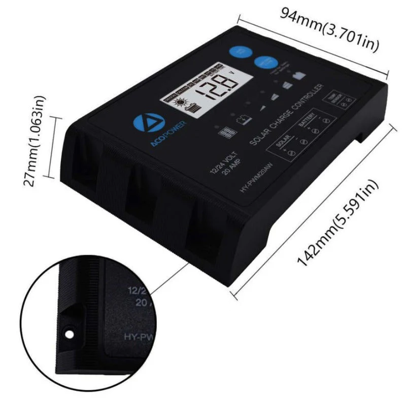 ACOPOWER 200W 12V Poly Solar RV Kits, 20A PWM Charge Controller - Image 4