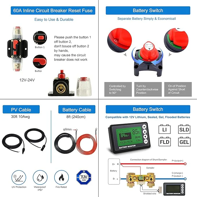 Acopower 200W mono
200w Mono 200Ah
(2x100Ah) Li200Ah M800w - Image 5