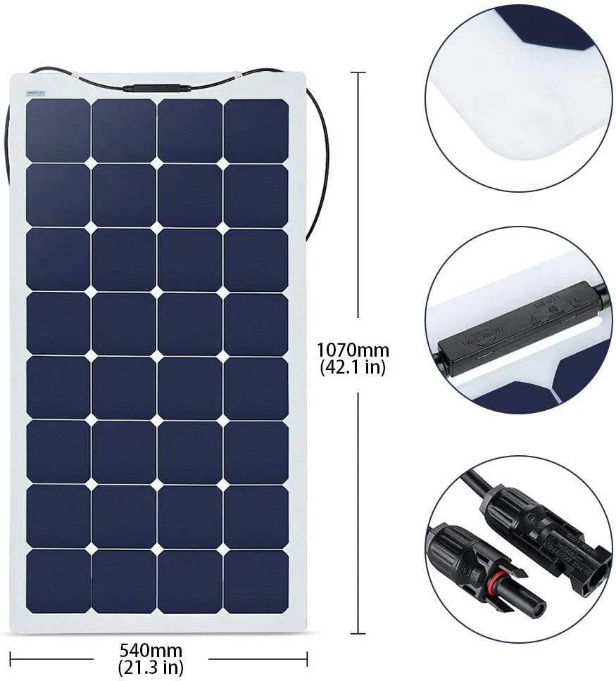 Acopower 110w 12v Flexible Thin lightweight ETFE Solar Panel with Connector - 1 Pack - Image 2