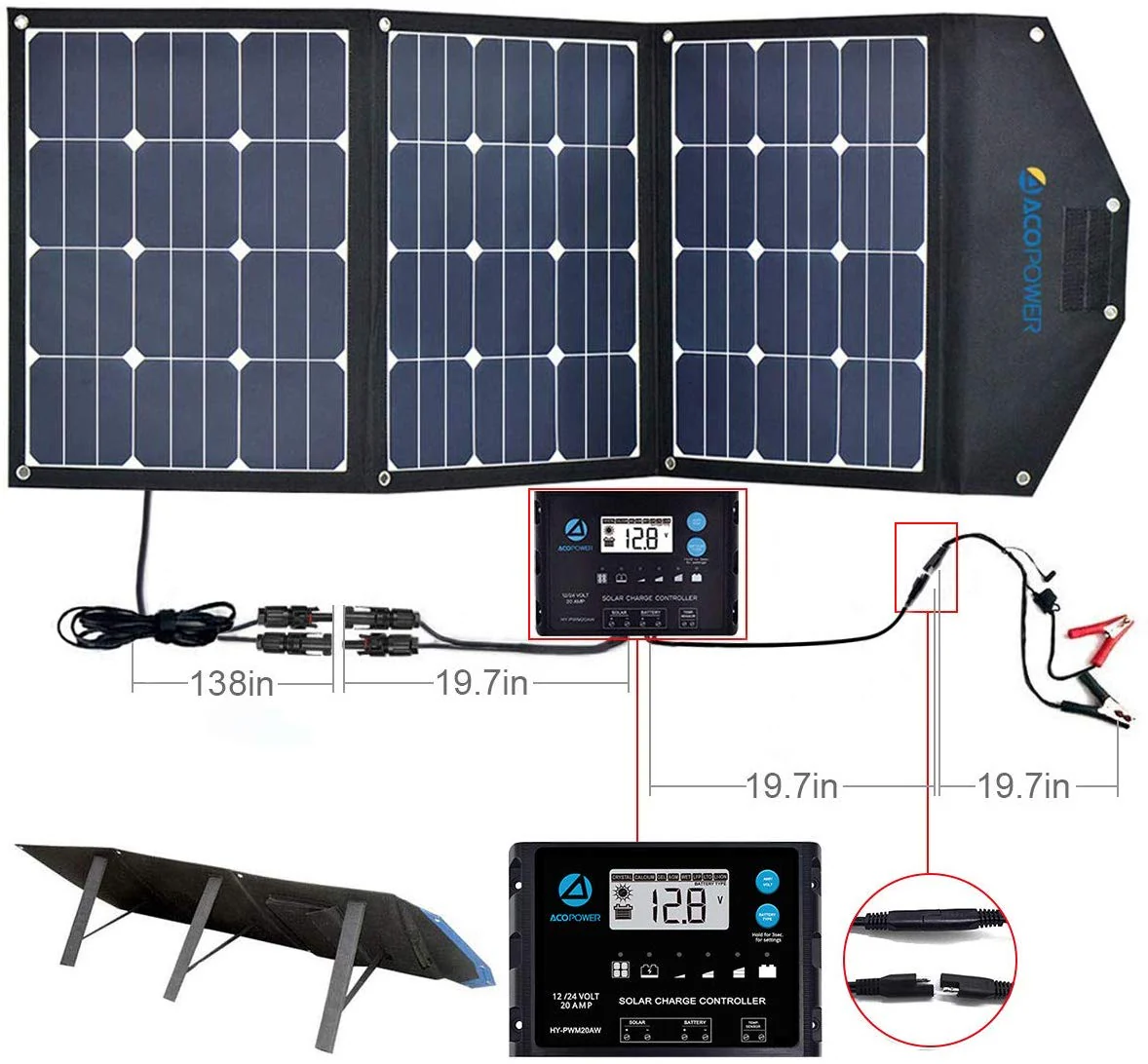 Acopower Foldable Kits Light weight suitcase 120W w/o Controller - Image 4