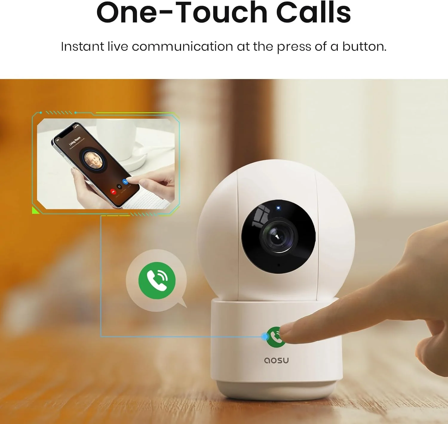 AOSU 2K Security Camera Indoor, Baby Monitor/Pet Camera -C2E2BH11 - Image 4