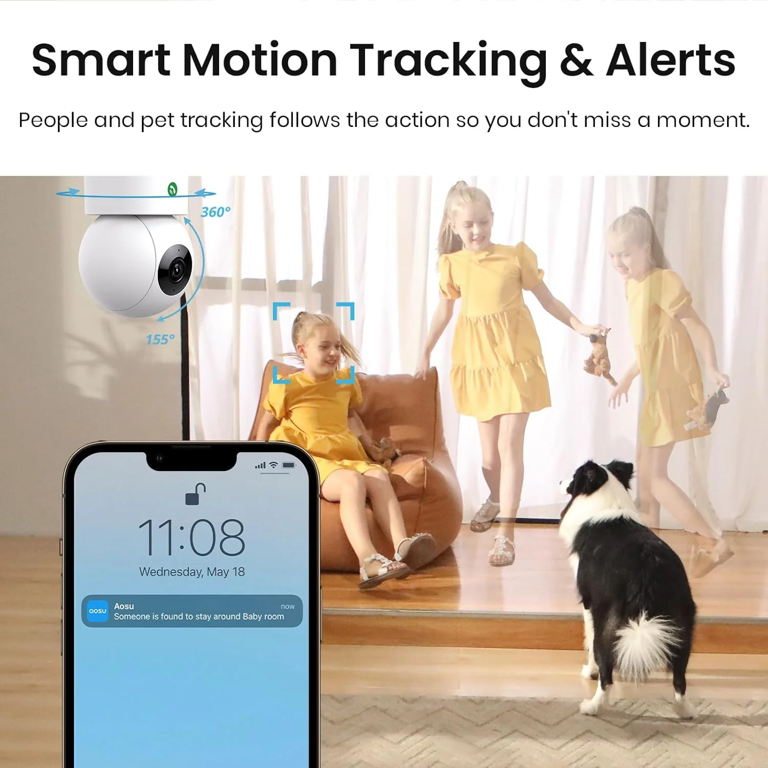 AOSU 2K Security Camera Indoor, Baby Monitor/Pet Camera -C2E2BH11 - Image 5