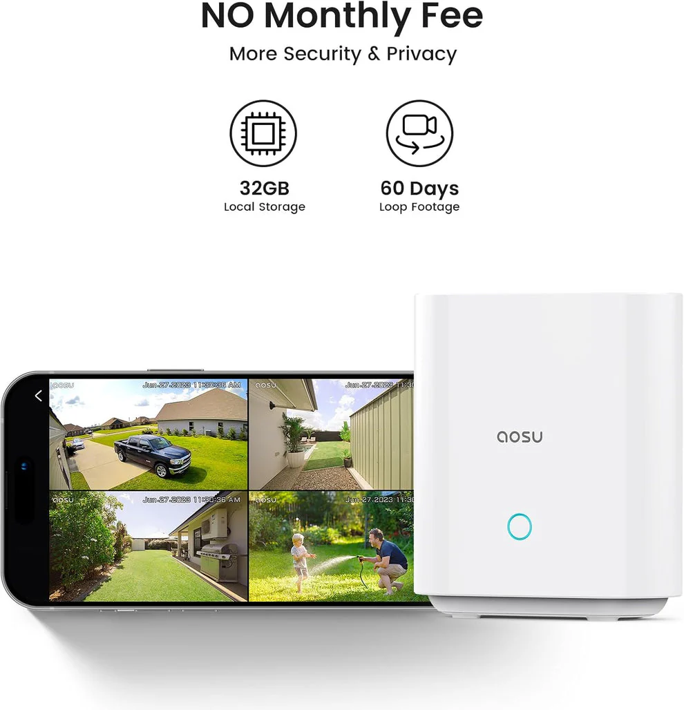 AOSU 2K Security Cameras Outdoor 4 Camera Kit- C9C - 4H - Image 2