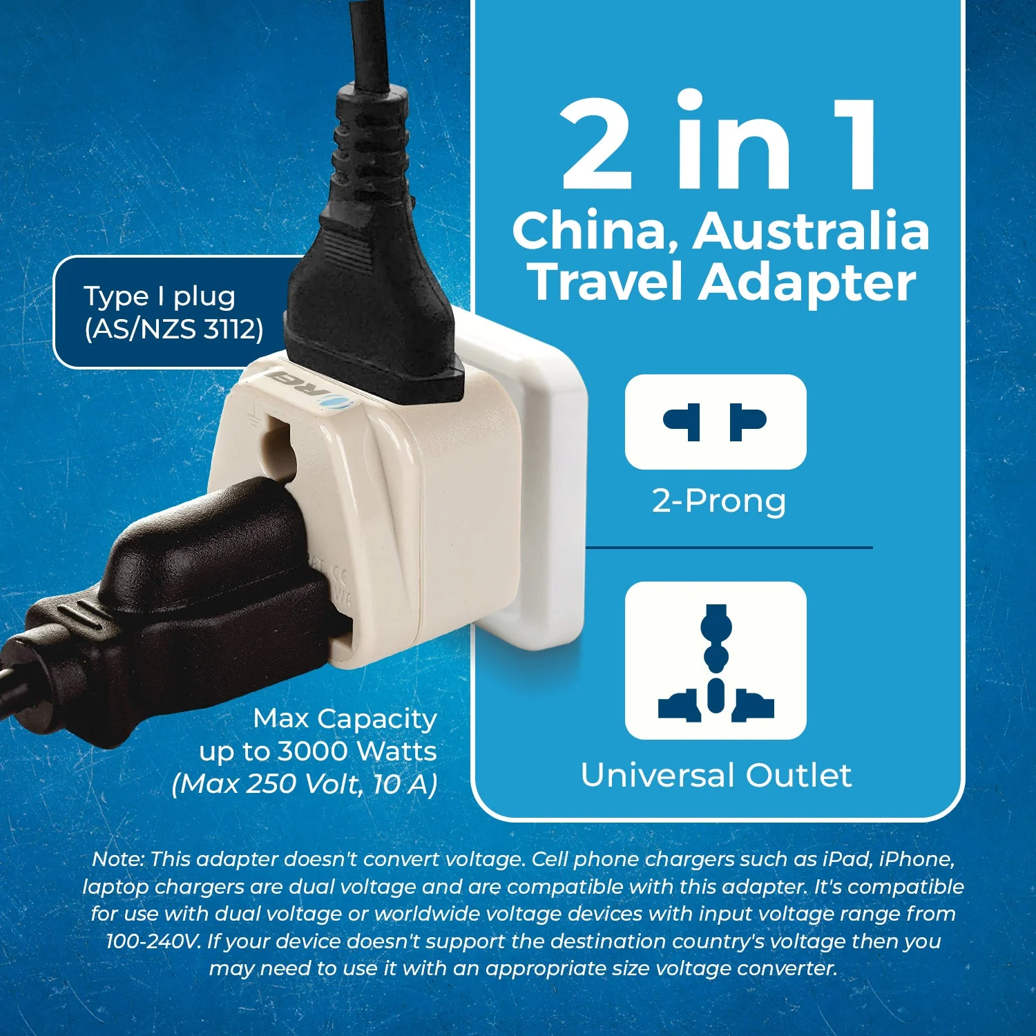 Australia, China Travel Adapter - 2 in 1 - Type I - Compact Design (DB-16) - Image 9