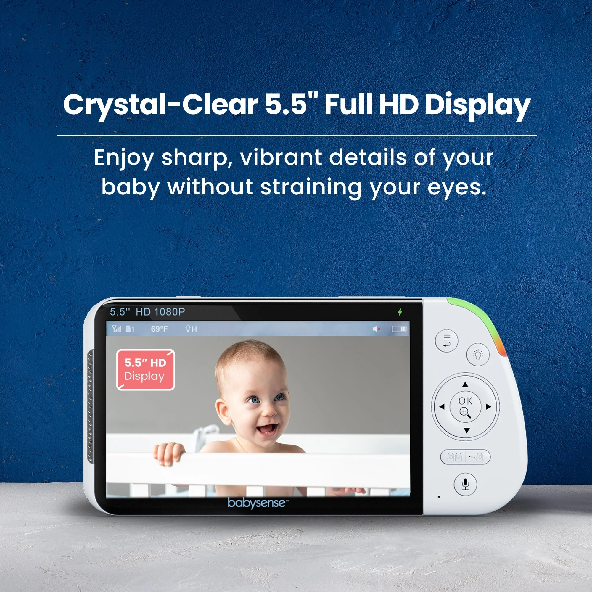 Babysense MaxView PRO: Video Baby Monitor with 2 Cameras, Non Wifi, Split Screen, Night Light & Sound Machine - Image 7