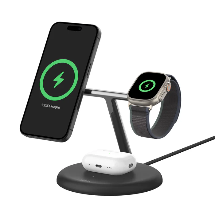 Belkin Boost Charge Pro 3-in-1 Wireless Charging Stand With Qi2 White - Image 5