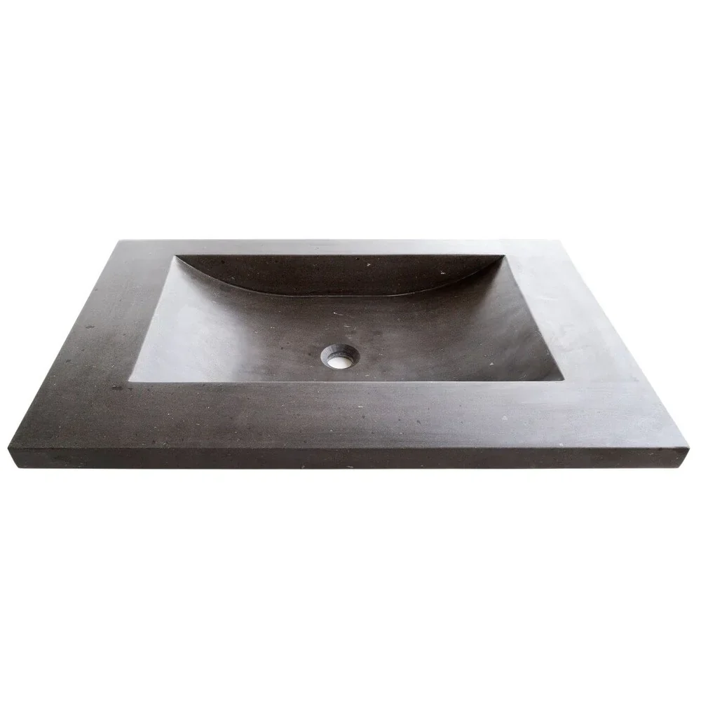 Black Andesite Natural Stone Rectangular Sink Honed/Matte (W)20" (L)33" (H)6" - Image 3