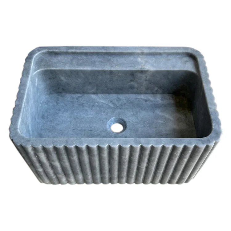 Bluestone Marble Rectangular Wall-mount Bathroom Sink Fluted (W)16" (L)24" (H)12" - Image 2