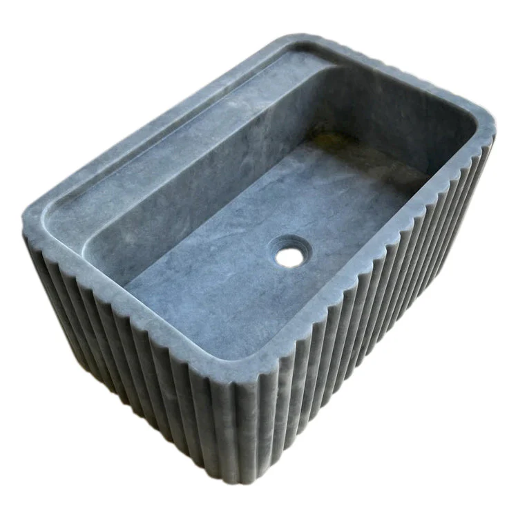 Bluestone Marble Rectangular Wall-mount Bathroom Sink Fluted (W)16" (L)24" (H)12" - Image 5