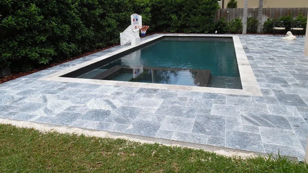 Bluestone Versailles Pattern Marble Pavers 1 1/4" Thick Sandblasted, Brushed - Livfloors Collection - Image 3