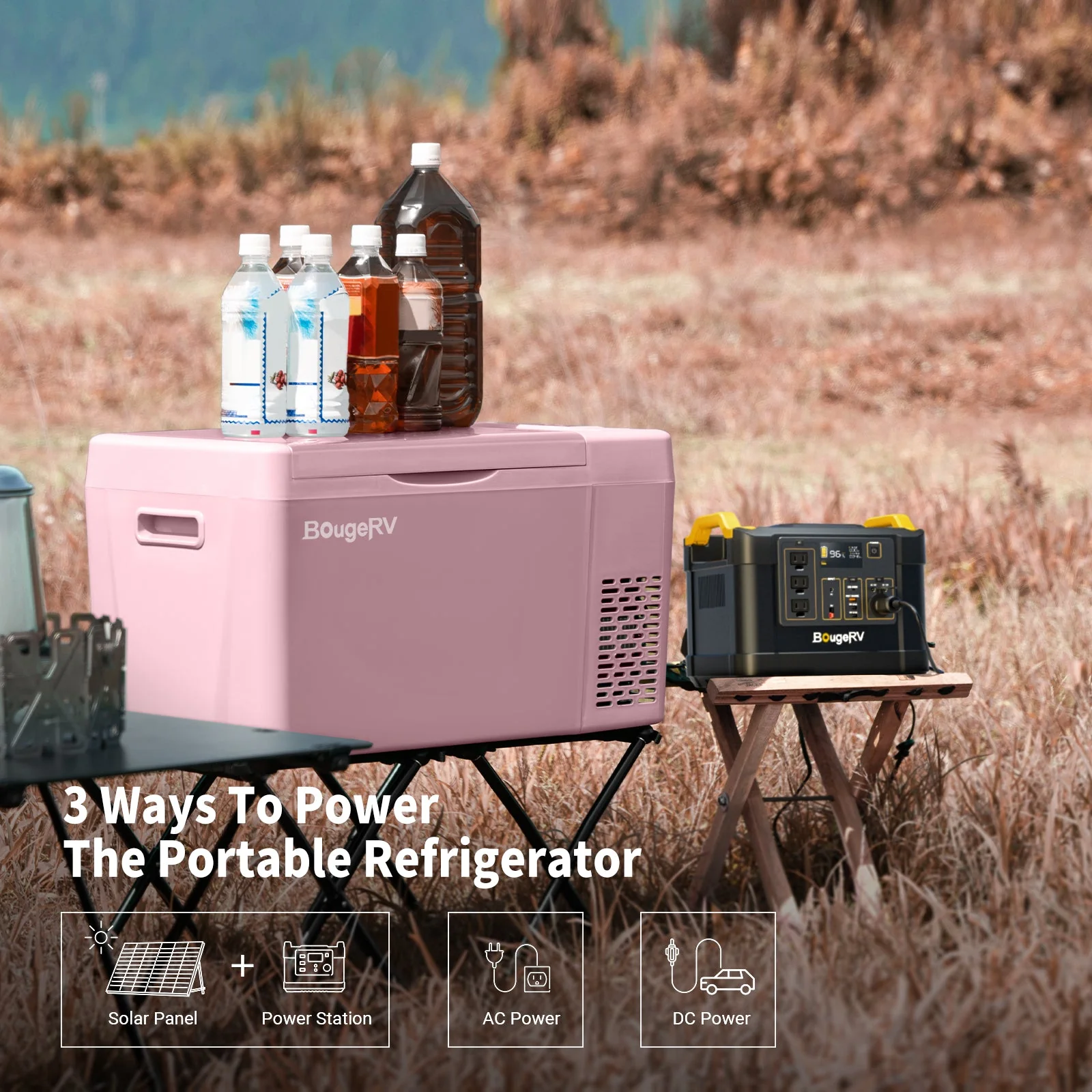 BougeRV 12V 23 Quart Pink Mini Fridge - Image 8