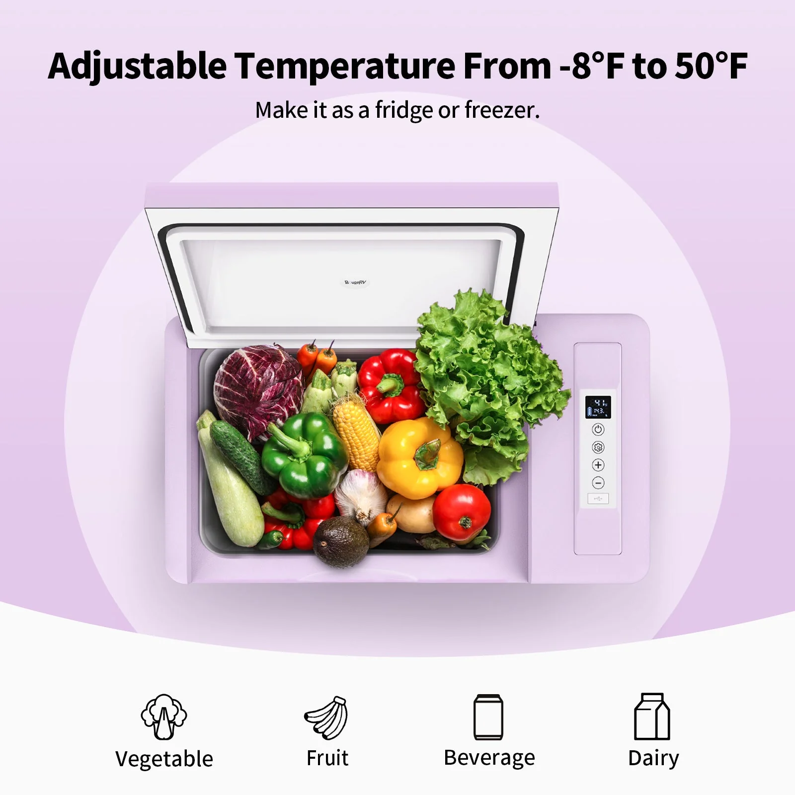 BougeRV 12V 23 Quart Purple Mini Fridge - Image 5