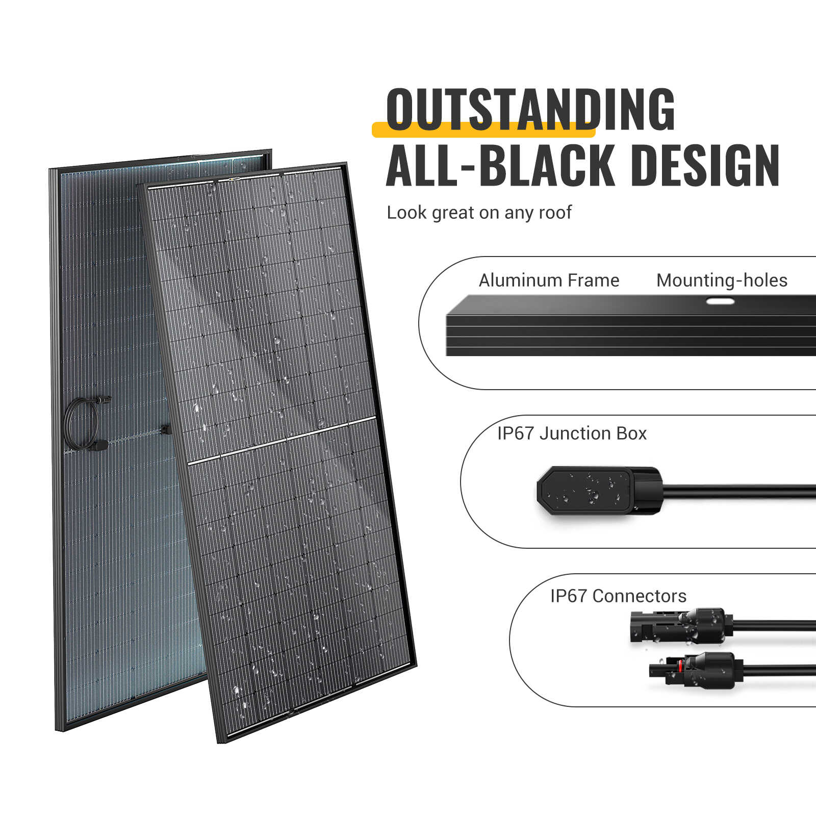 BougeRV 400 Watt Rigid Bifacial 10BB Mono Solar Panel - Image 5