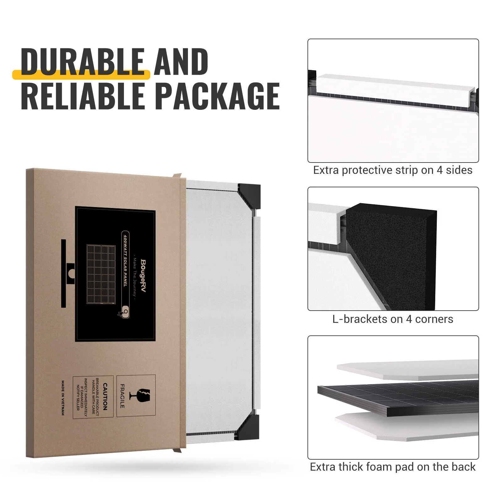 BougeRV 400 Watt Rigid Bifacial 10BB Mono Solar Panel - Image 6