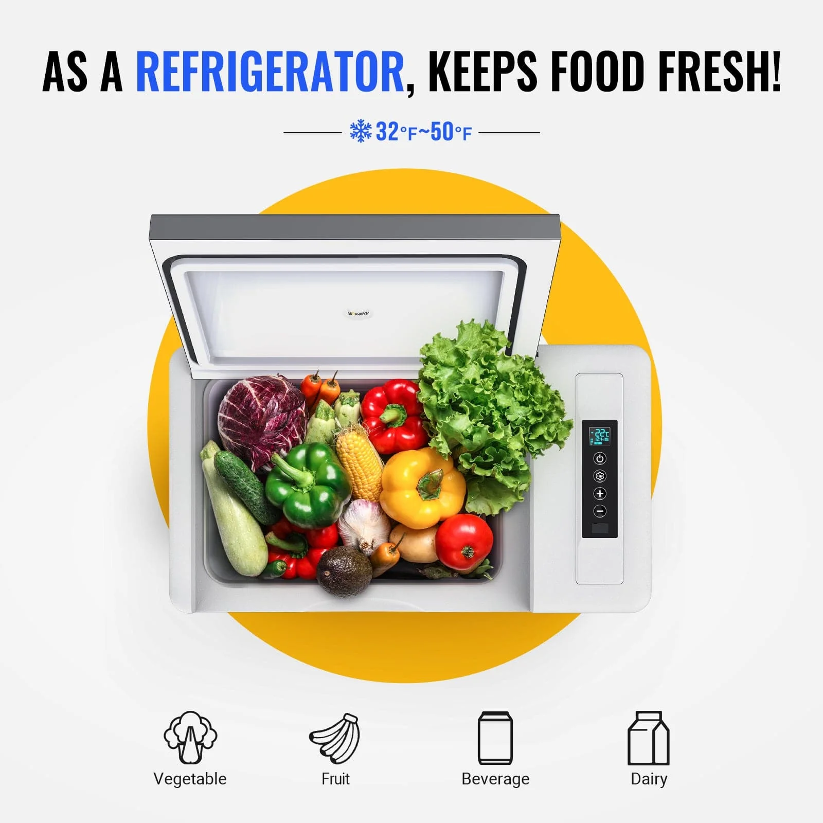 BougeRV CRPRO30 30 Quart 12V Portable Car Fridge Freezer White - Image 4
