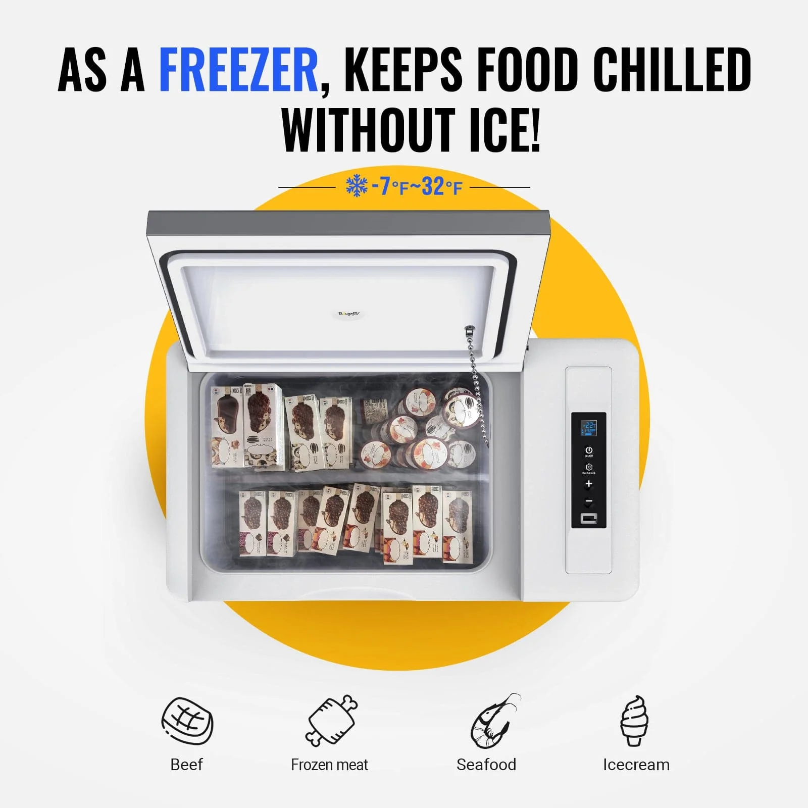 BougeRV CRPRO30 30 Quart 12V Portable Car Fridge Freezer White - Image 5
