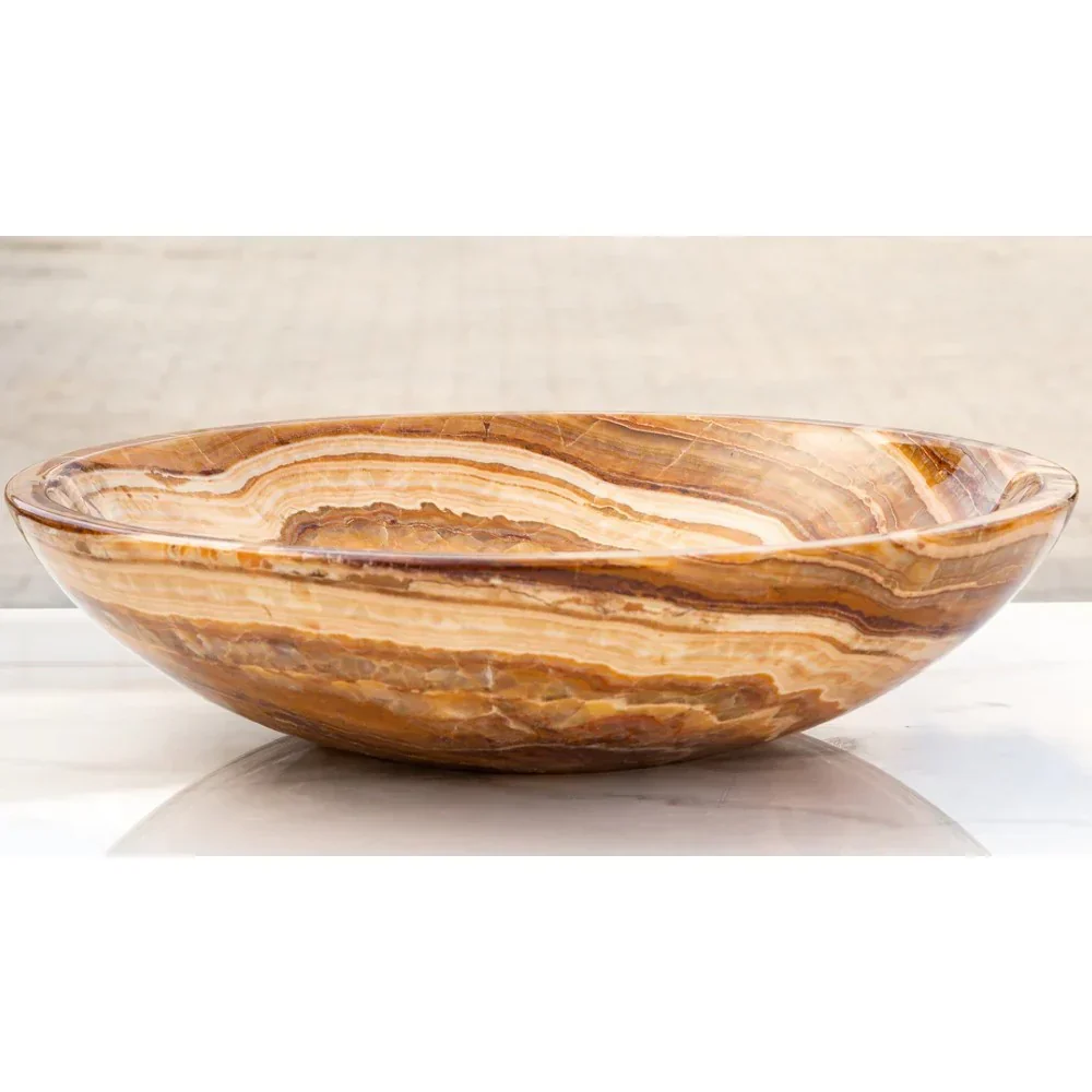 Brown Onyx Translucent Natural Stone Above Vanity Vessel Sink Polished (D)16" (H)4" - Image 4