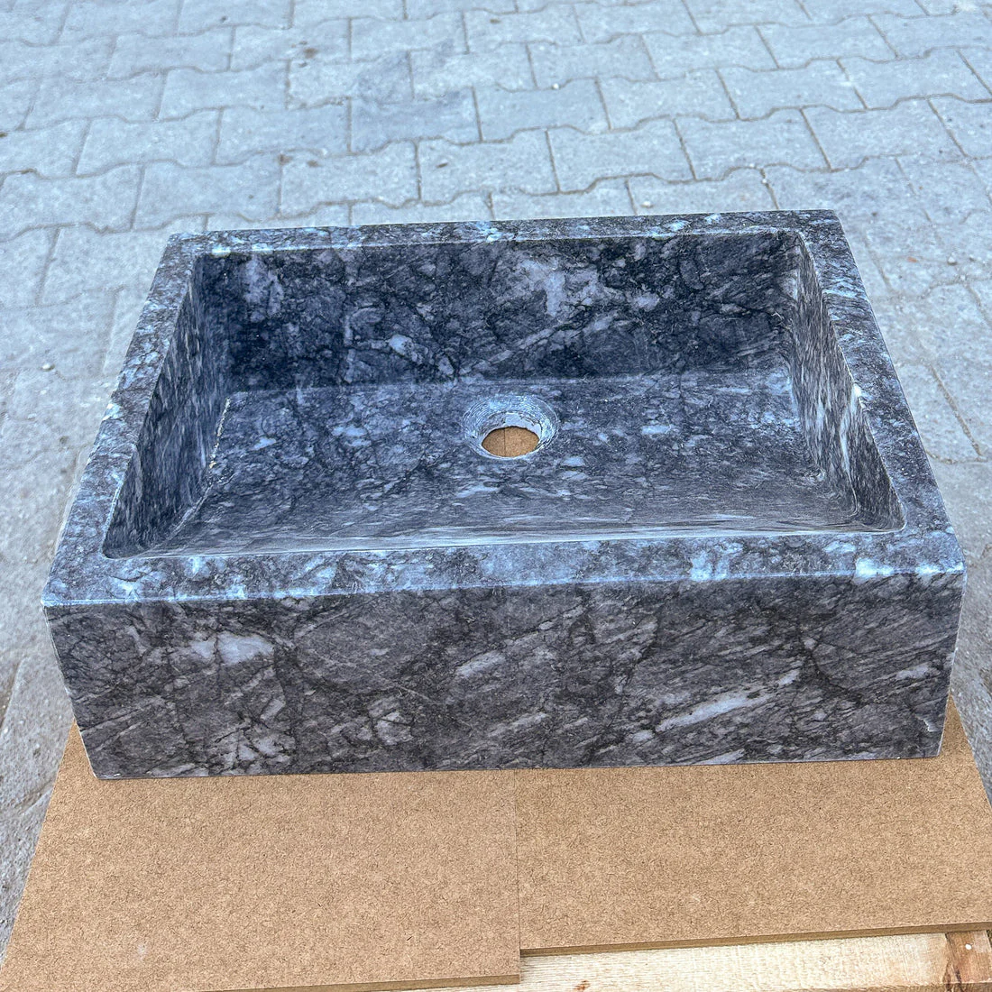 Bursa Gray Marble Rectangular Stone Above Vanity Bathroom Sink Polished (W)12" (L)18" (H)6" - Image 2