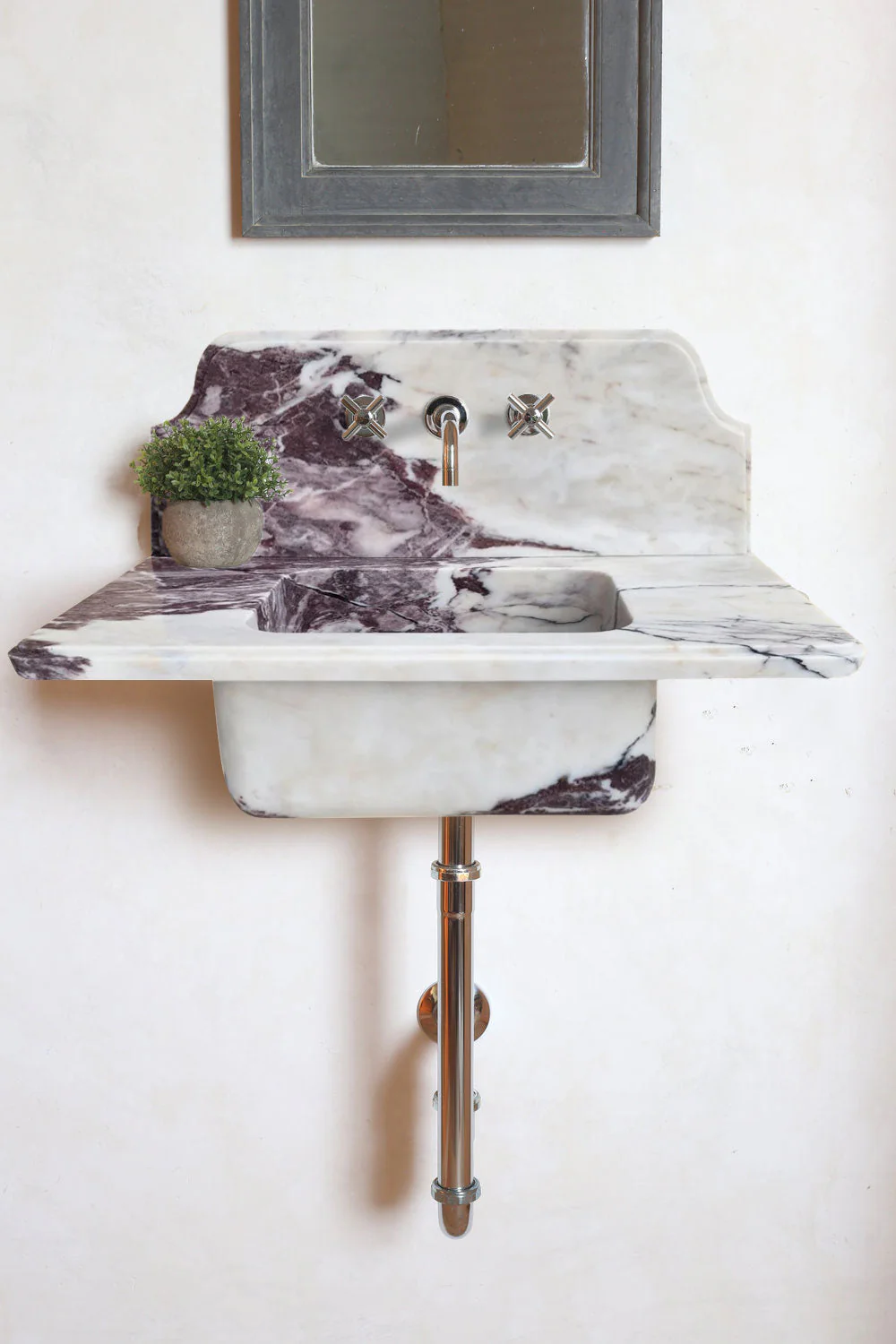 Calacatta Viola Marble Above-vanity Wall-mount Bathroom Sink with 10" Backsplash - Image 7