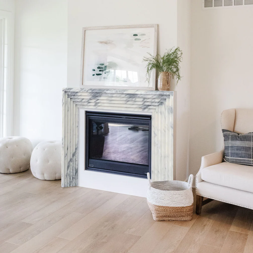 Calacatta Viola Marble Art Deco Fireplace Mantel Polished (L)60" (H)47" (D)8"