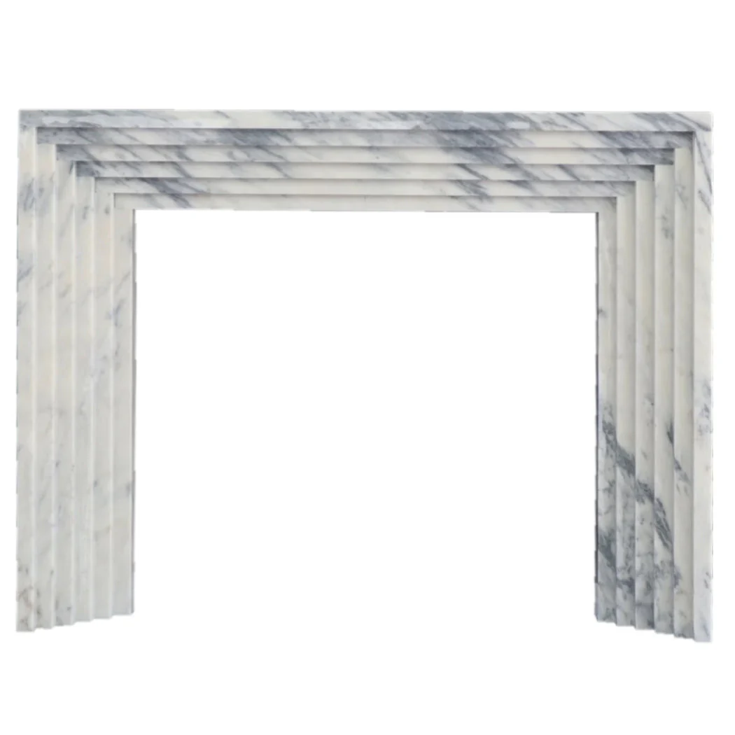 Calacatta Viola Marble Art Deco Fireplace Mantel Polished (L)60" (H)47" (D)8" - Image 2