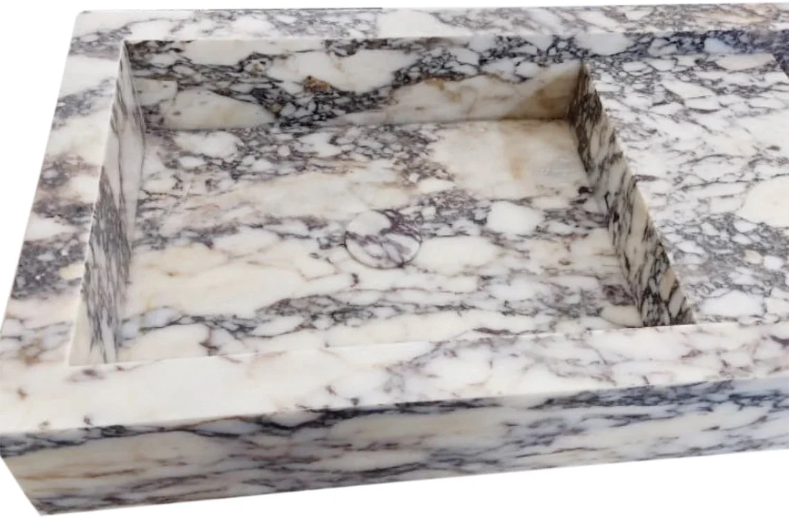Calacatta Viola Marble Double Bathroom Sink Polished (W)19" (L)53" (H)6" - Image 7