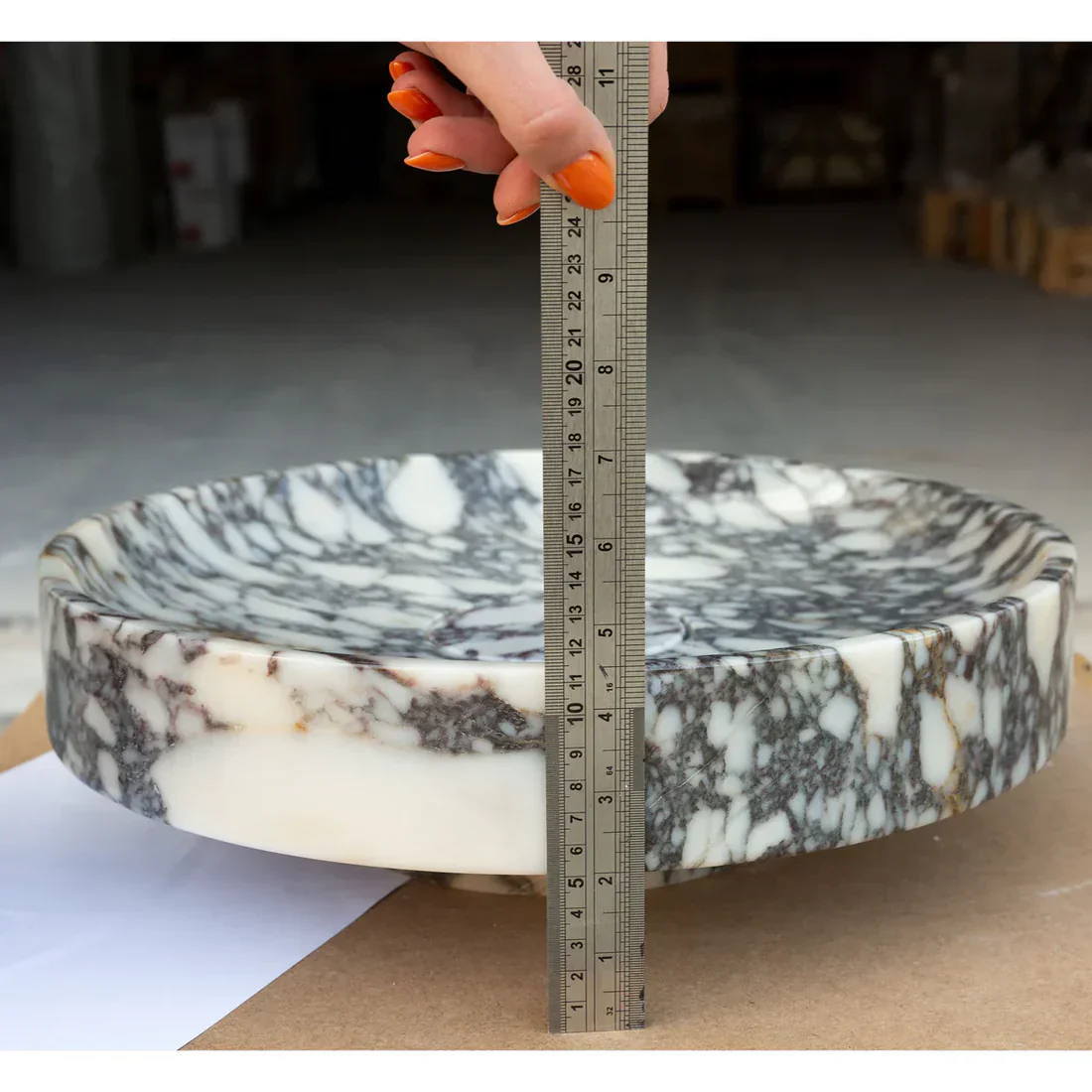 Calacatta Viola Marble Natural Stone Round Above Vanity Bathroom Sink Polished (D)15.5" (H)4.5" - Image 9