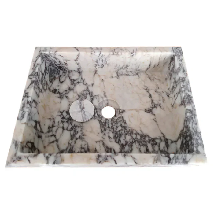 Calacatta Viola Marble Rectangular Wall-mount Bathroom Sink Drain Cap (W)14" (W)18" (H)5" - Image 3
